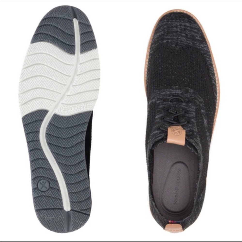 NIB Hush Puppies Expert Wing Tip Black & Grey Knit Oxford Sneaker Size 15 Wide - Picture 2 of 3